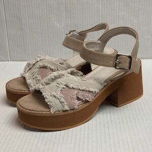 Rocket Dog Emily Renn Platform Sandals Ankle Strap Natural Size 7.5 Boho